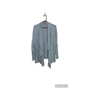 Women’s J. Jill gray Open front cascading long sleeve cardigan cozy fall casual